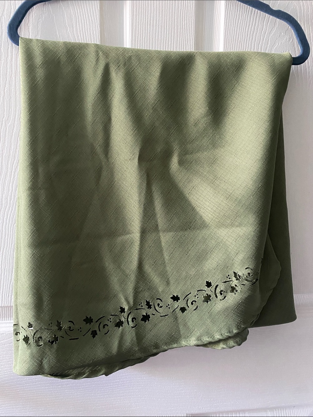 Olive Green Large Round Fall Leaf Tablecloth. Approximately 73”